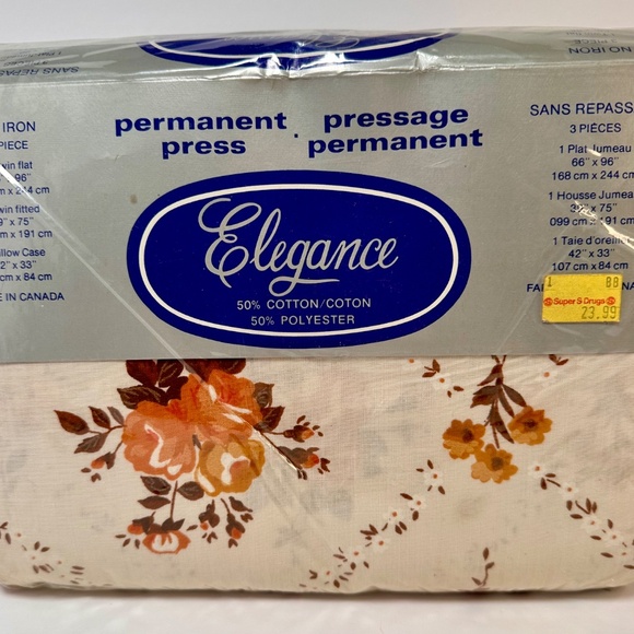 Vintage Elegance Permanent Press Sheet Set – Twin – 3-Piece – Made in Canada NIP - Picture 3 of 8